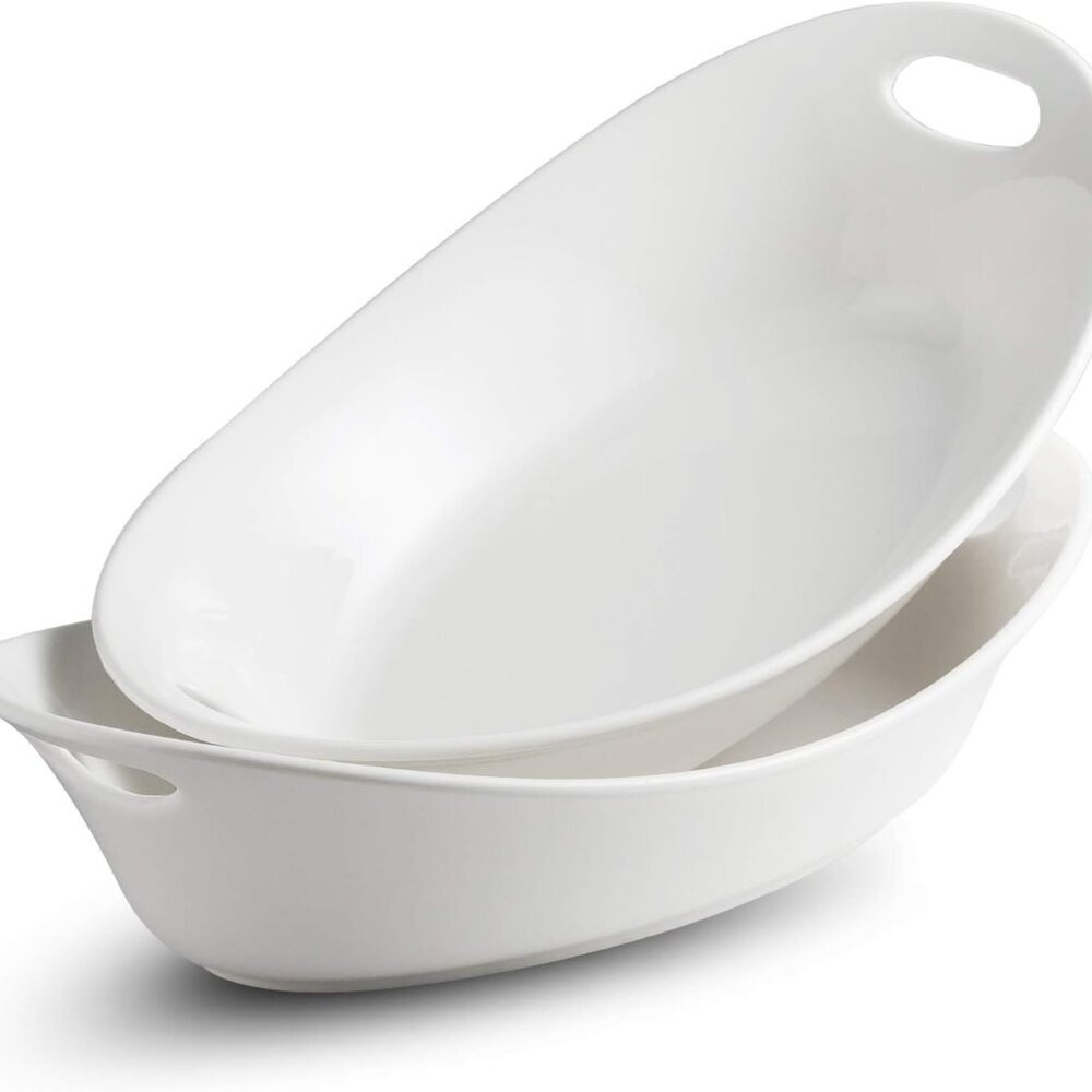 Large Serving Bowl with Handles, 1.5 Quarts Oval Serving Platter for Turkey, Tha
